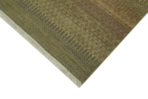 Handmade Area Rug – Classic Green Turkish Hand Knotted Wool Cotton Carpet 6'1"x9'1"