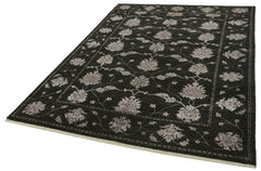 Tebriz Black Classic Cotton Wool Handmade Area Rug 6'3'' x 9'2''