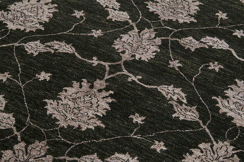 Tebriz Black Classic Cotton Wool Handmade Area Rug 6'3'' x 9'2''