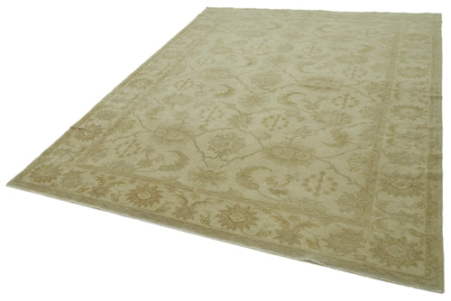 Tebriz Beige Classic Cotton Wool Handmade Area Rug 7'4'' x 10'3''