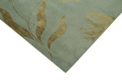 Handmade Area Rug – Vintage Turkish Wool Cotton Classic Blue Carpet 8'x10'1''