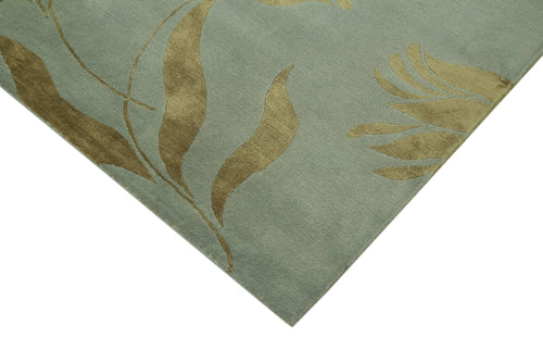 Handmade Area Rug – Vintage Turkish Wool Cotton Classic Blue Carpet 8'x10'1''