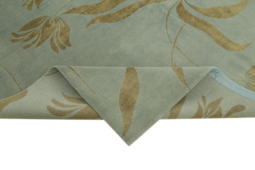 Handmade Area Rug – Vintage Turkish Wool Cotton Classic Blue Carpet 8'x10'1''