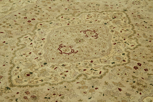Tebriz Beige Classic Cotton Wool Handmade Area Rug 10'1'' x 13'9''