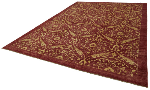 Tebriz Red Classic Cotton Wool Handmade Area Rug 9'11'' x 13'9''