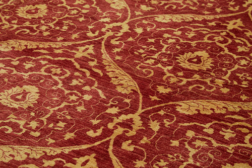 Tebriz Red Classic Cotton Wool Handmade Area Rug 9'11'' x 13'9''