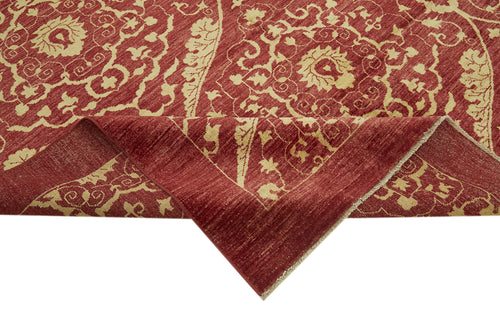 Tebriz Red Classic Cotton Wool Handmade Area Rug 9'11'' x 13'9''