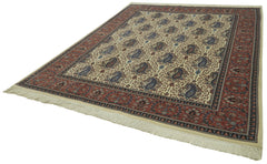 Tebriz Beige Classic Cotton Wool Handmade Area Rug 7'10'' x 9'10''