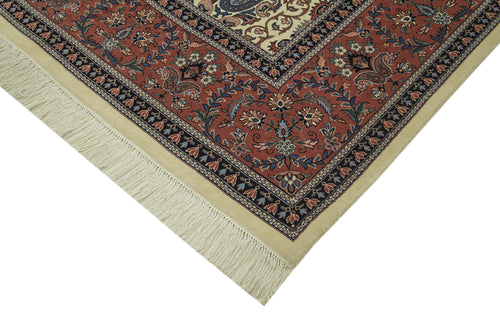 Tebriz Beige Classic Cotton Wool Handmade Area Rug 7'10'' x 9'10''