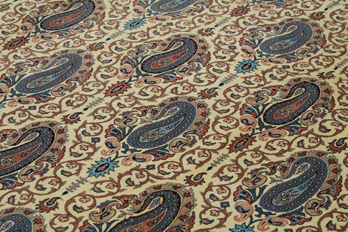 Tebriz Beige Classic Cotton Wool Handmade Area Rug 7'10'' x 9'10''