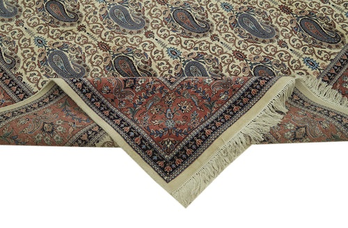 Tebriz Beige Classic Cotton Wool Handmade Area Rug 7'10'' x 9'10''