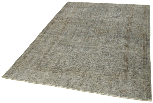 Overdyed Vintage Blue Vintage Cotton Wool Handmade Area Rug 5'2'' x 7'9''