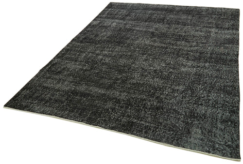 Overdyed Vintage Black Vintage Cotton Wool Handmade Area Rug 6'1'' x 9'4''