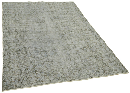 Overdyed Vintage Blue Vintage Cotton Wool Handmade Area Rug 4'8'' x 6'11''