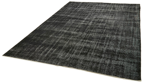 Overdyed Vintage Black Vintage Cotton Wool Handmade Area Rug 6'10'' x 10'0''