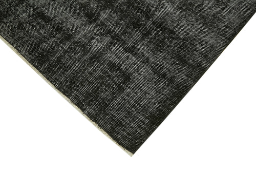 Overdyed Vintage Black Vintage Cotton Wool Handmade Area Rug 6'10'' x 10'0''