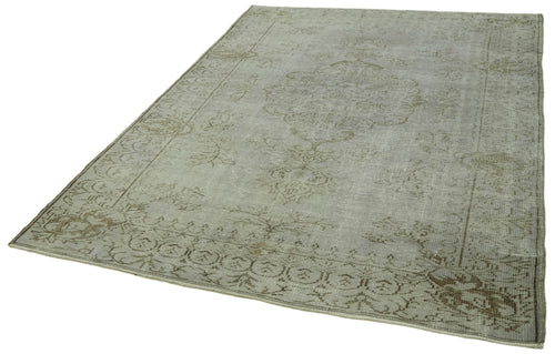 Overdyed Vintage Grey Vintage Cotton Wool Handmade Area Rug 6'6'' x 9'4''
