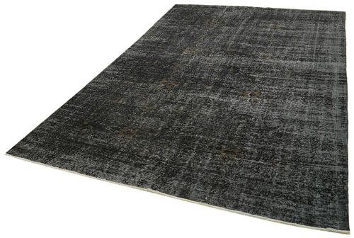 Overdyed Vintage Black Vintage Cotton Wool Handmade Area Rug 6'7'' x 9'11''
