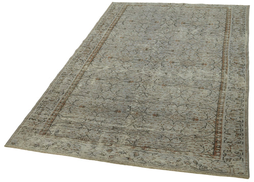 Overdyed Vintage Grey Vintage Cotton Wool Handmade Area Rug 4'9'' x 7'11''