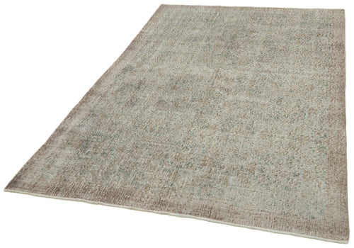 Overdyed Vintage Blue Vintage Cotton Wool Handmade Area Rug 5'1'' x 8'5''