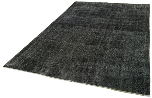 Overdyed Vintage Black Vintage Cotton Wool Handmade Area Rug 6'6'' x 10'8''