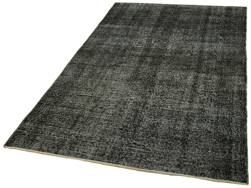 Overdyed Vintage Black Vintage Cotton Wool Handmade Area Rug 4'9'' x 8'6''