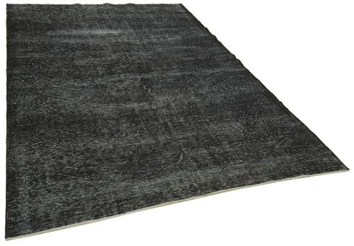 Overdyed Vintage Black Vintage Cotton Wool Handmade Area Rug 6'6'' x 9'8''