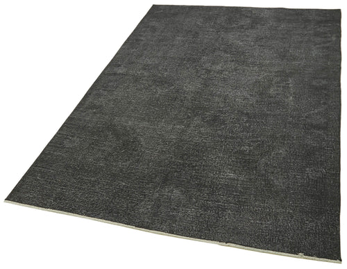 Overdyed Vintage Black Vintage Cotton Wool Handmade Area Rug 4'10'' x 8'10''