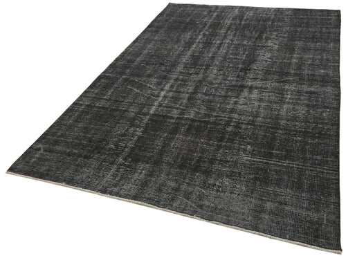 Overdyed Vintage Black Vintage Cotton Wool Handmade Area Rug 5'4'' x 8'10''