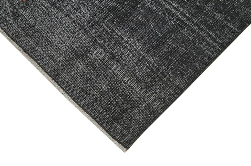 Overdyed Vintage Black Vintage Cotton Wool Handmade Area Rug 5'4'' x 8'10''