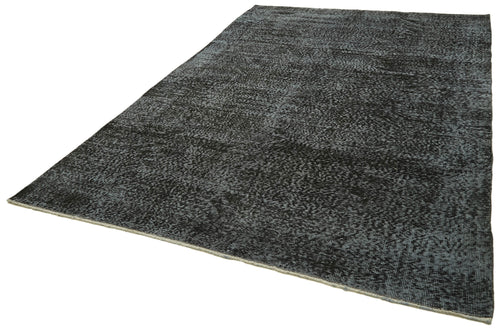 Overdyed Vintage Black Vintage Cotton Wool Handmade Area Rug 6'10'' x 10'5''