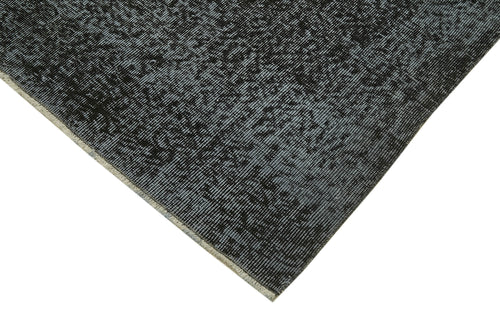 Overdyed Vintage Black Vintage Cotton Wool Handmade Area Rug 6'10'' x 10'5''