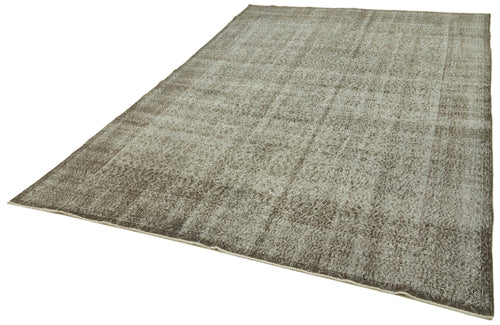 Overdyed Vintage Grey Vintage Cotton Wool Handmade Area Rug 6'11'' x 10'4''