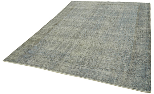 Overdyed Vintage Blue Vintage Cotton Wool Handmade Area Rug 7'1'' x 10'4''