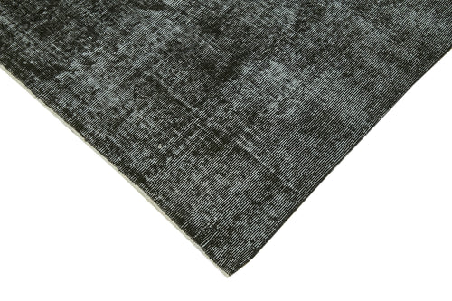 Overdyed Vintage Black Vintage Cotton Wool Handmade Area Rug 6'11'' x 10'2''