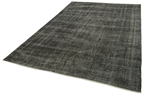 Overdyed Vintage Black Vintage Cotton Wool Handmade Area Rug 6'11'' x 10'8''
