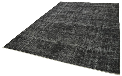 Overdyed Vintage Black Vintage Cotton Wool Handmade Area Rug 7'3'' x 10'5''