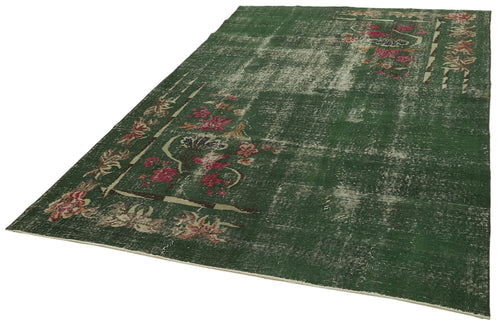 Overdyed Vintage Green Vintage Cotton Wool Handmade Area Rug 6'9'' x 10'6''