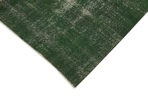 Overdyed Vintage Green Vintage Cotton Wool Handmade Area Rug 6'9'' x 10'6''
