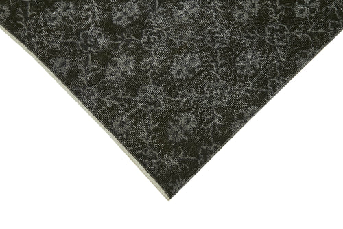 Overdyed Vintage Black Vintage Cotton Wool Handmade Area Rug 7'2'' x 10'9''