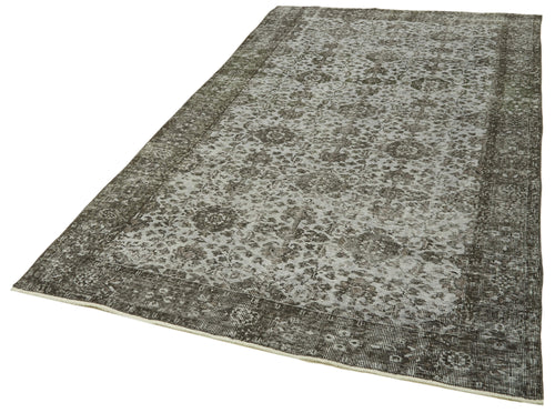 Overdyed Vintage Grey Vintage Cotton Wool Handmade Area Rug 5'1'' x 9'5''