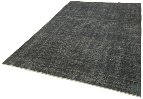 Overdyed Vintage Black Vintage Cotton Wool Handmade Area Rug 6'1'' x 9'4''