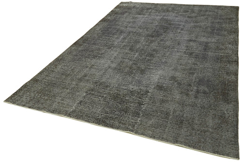 Overdyed Vintage Black Vintage Cotton Wool Handmade Area Rug 6'7'' x 10'4''