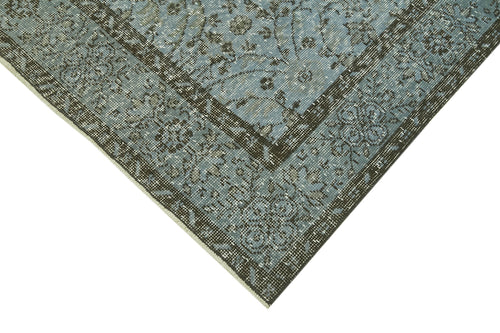Overdyed Vintage Blue Vintage Cotton Wool Handmade Area Rug 5'9'' x 9'8''