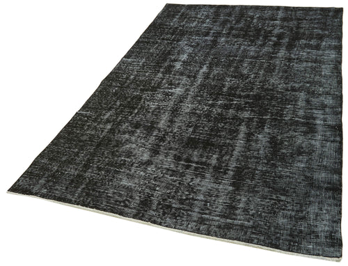 Overdyed Vintage Black Vintage Cotton Wool Handmade Area Rug 4'11'' x 8'3''