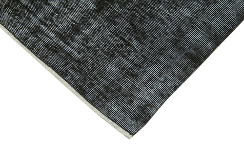 Overdyed Vintage Black Vintage Cotton Wool Handmade Area Rug 4'11'' x 8'3''