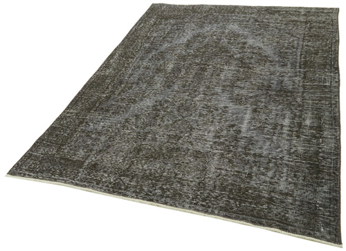 Overdyed Vintage Grey Vintage Cotton Wool Handmade Area Rug 5'4'' x 7'7''
