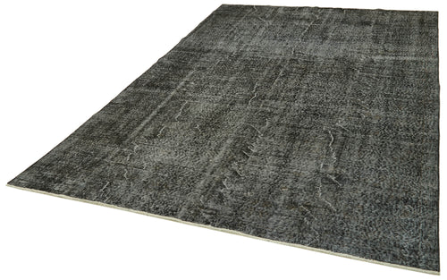 Overdyed Vintage Black Vintage Cotton Wool Handmade Area Rug 6'8'' x 10'0''