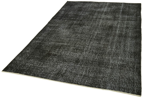 Overdyed Vintage Black Vintage Cotton Wool Handmade Area Rug 5'3'' x 8'9''