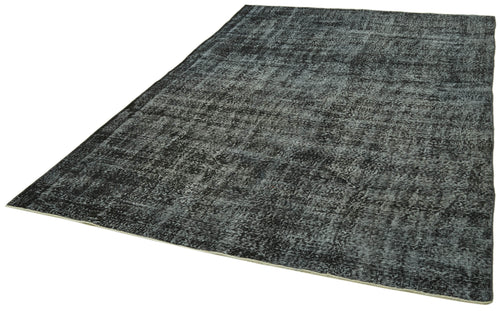Overdyed Vintage Black Vintage Cotton Wool Handmade Area Rug 6'6'' x 9'7''